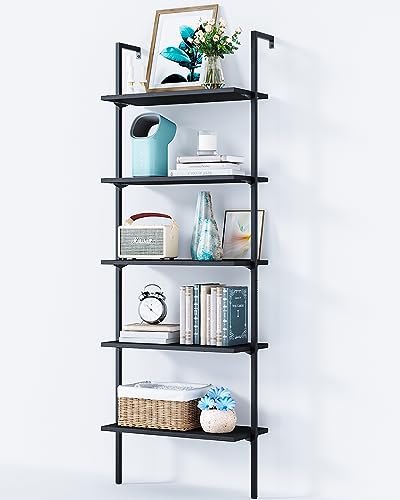 6 Tier Black Ladder Bookshelf F891