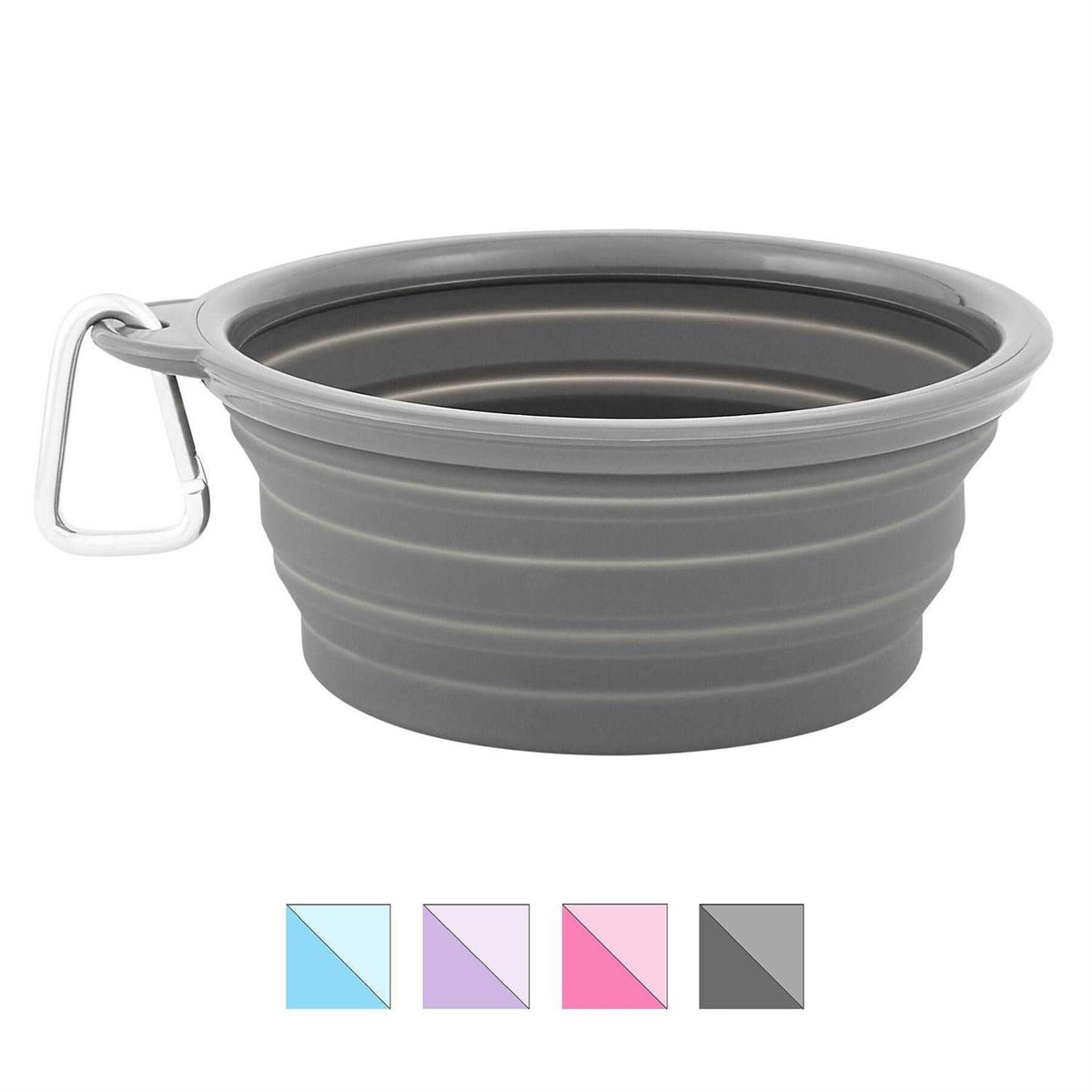 Collapsible Silicone Water Travel Bowl with Clip M605451