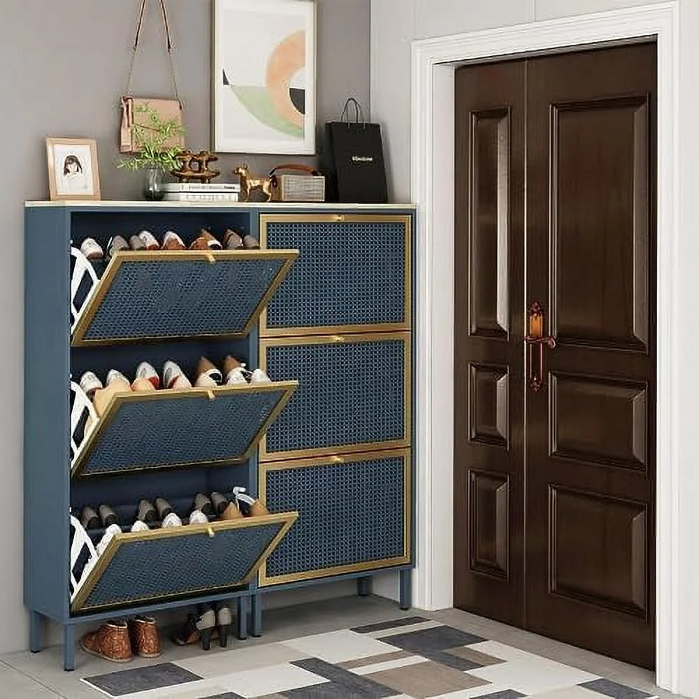 Metal Shoe Cabinet with 3 Flip Drawers Q932520