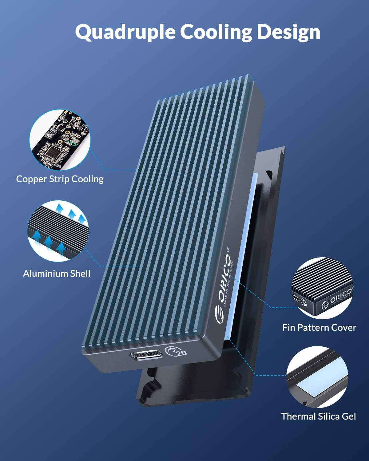 20Gbps M.2 NVME SSD Enclosure Adapter Aluminum External Case N1727