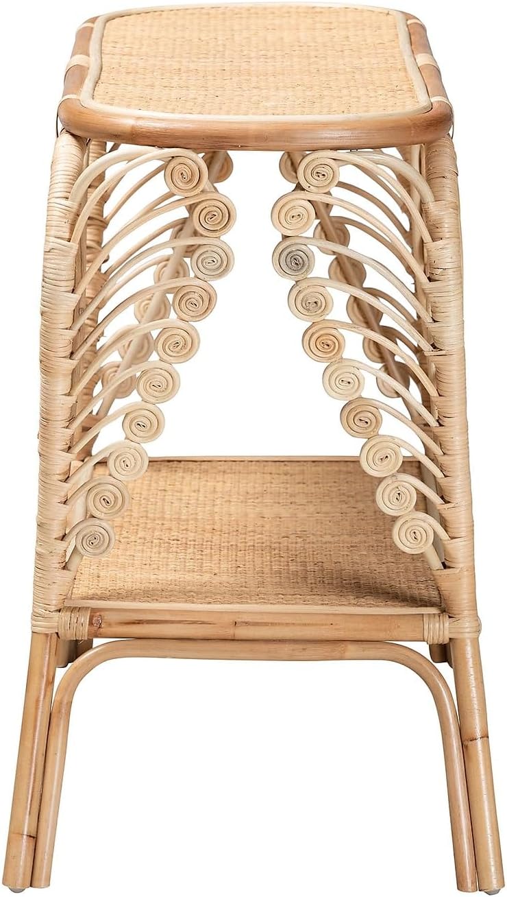 Natural Brown Rattan 2-Tier Console Table V38234