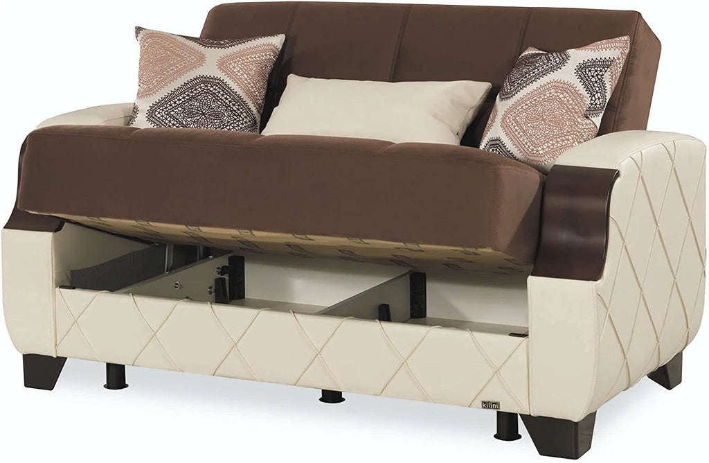 Dark Brown Cream Loveseat V22215