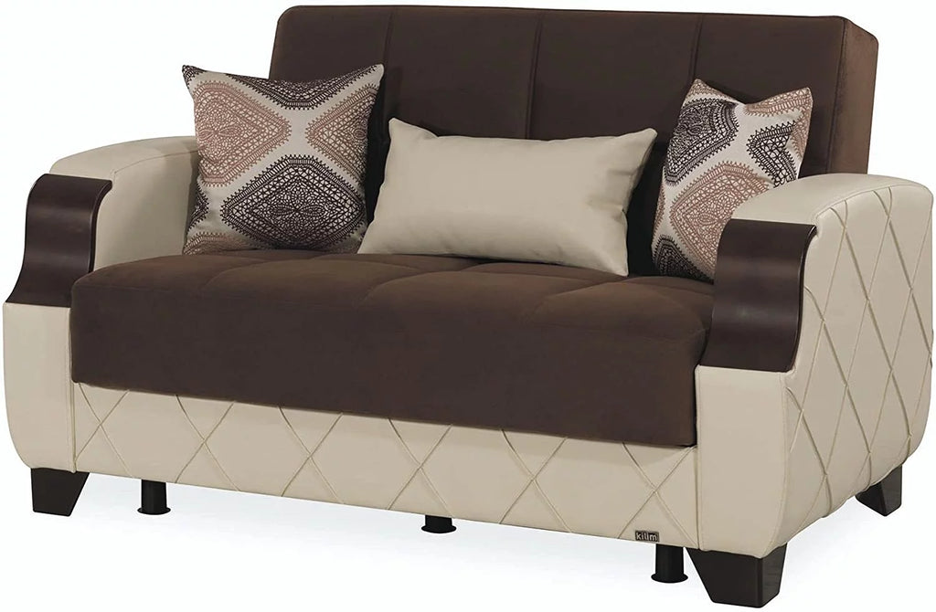 Dark Brown Cream Loveseat V22215