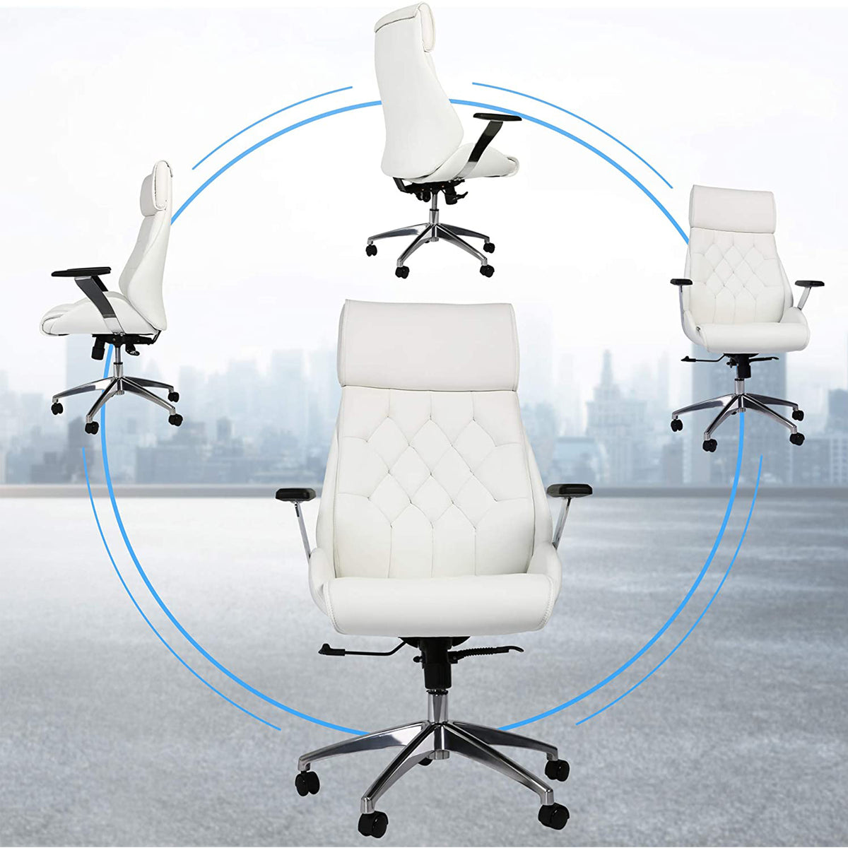 White Leather High Back Office Chair N895