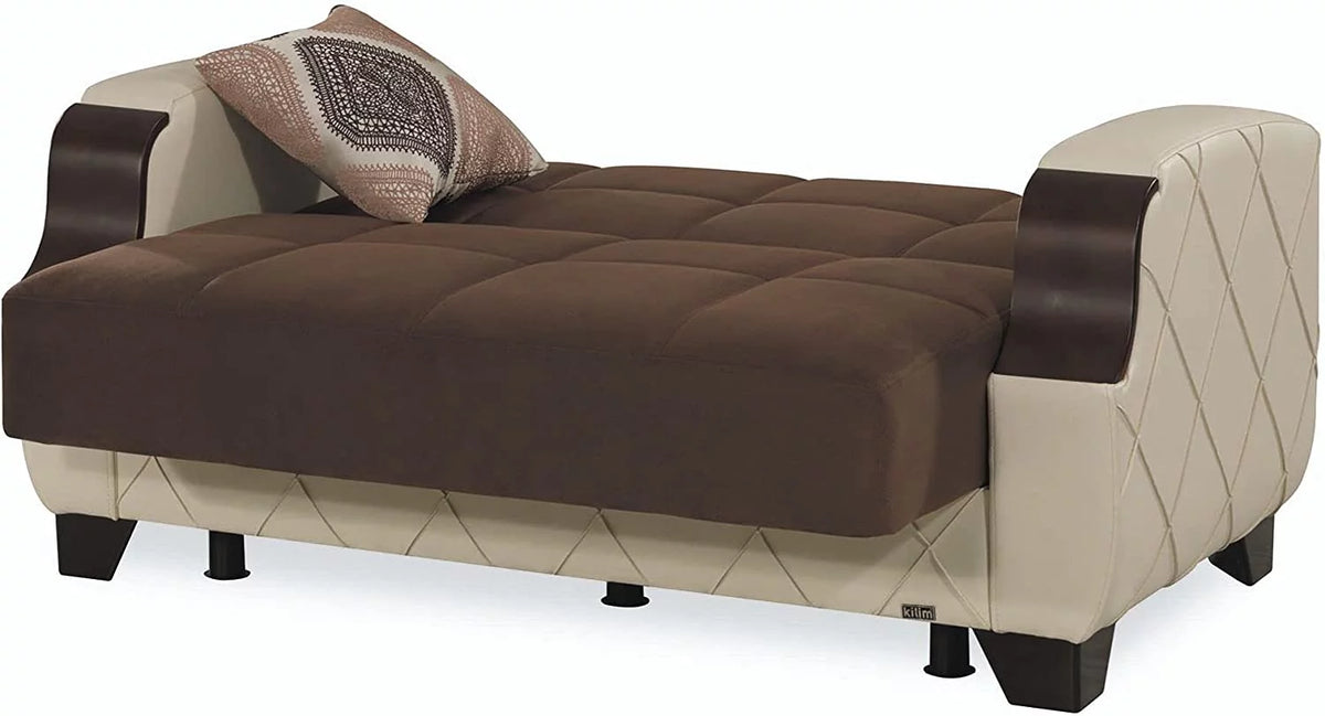 Dark Brown Cream Loveseat V22215