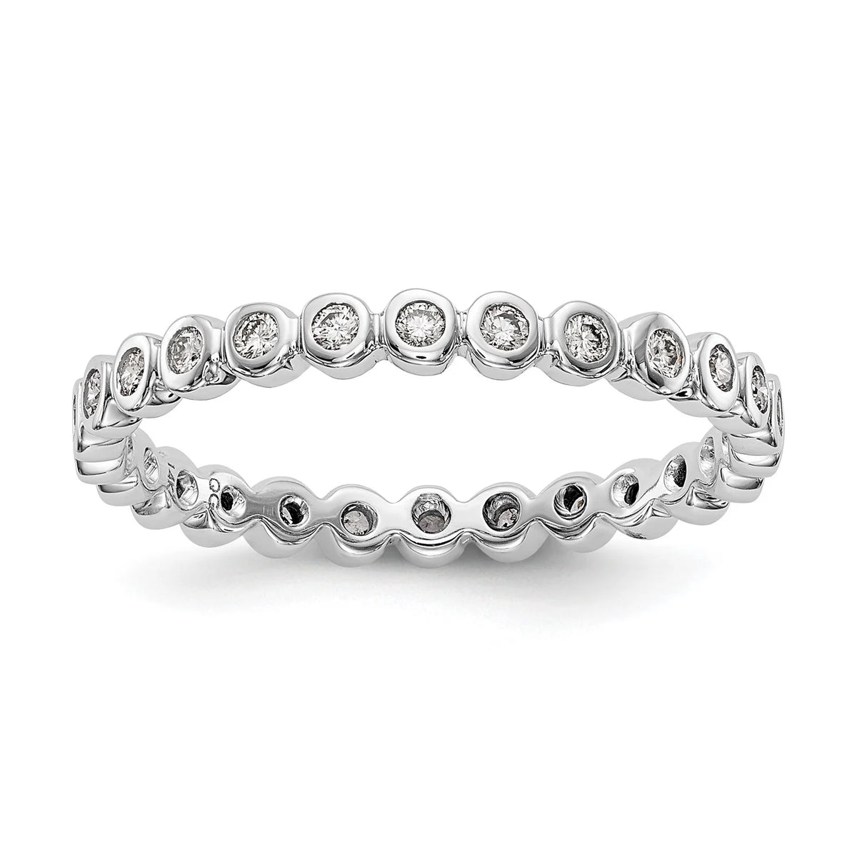 14k White Gold Bezel Set Diamond Eternity Wedding Band Ring Size 7.5 W722