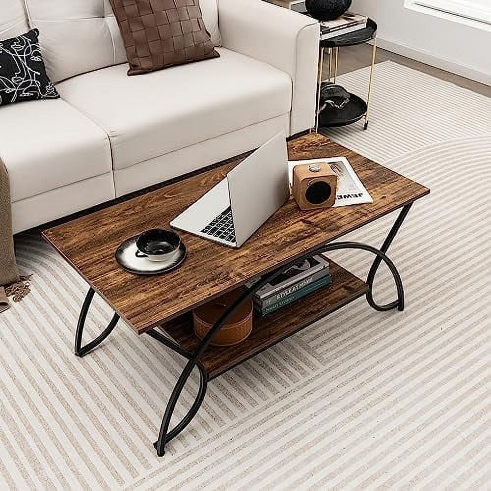 2-Tier Rectangular Faux Marble Coffee Table P838209