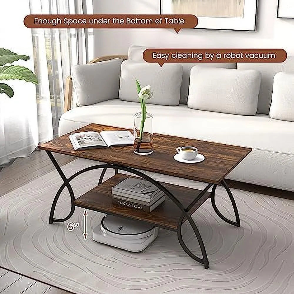 2-Tier Rectangular Faux Marble Coffee Table P838209