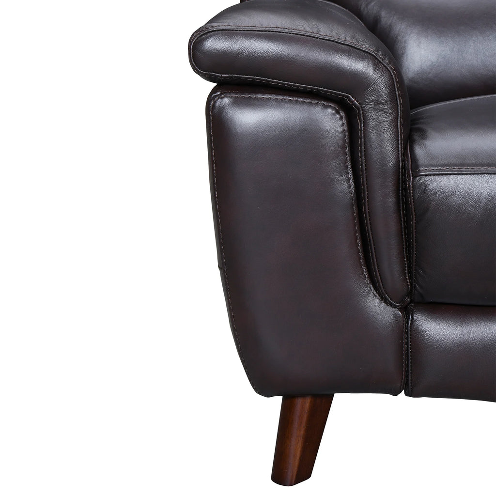 Brown Leather Power Recliner Loveseat with USB N51379
