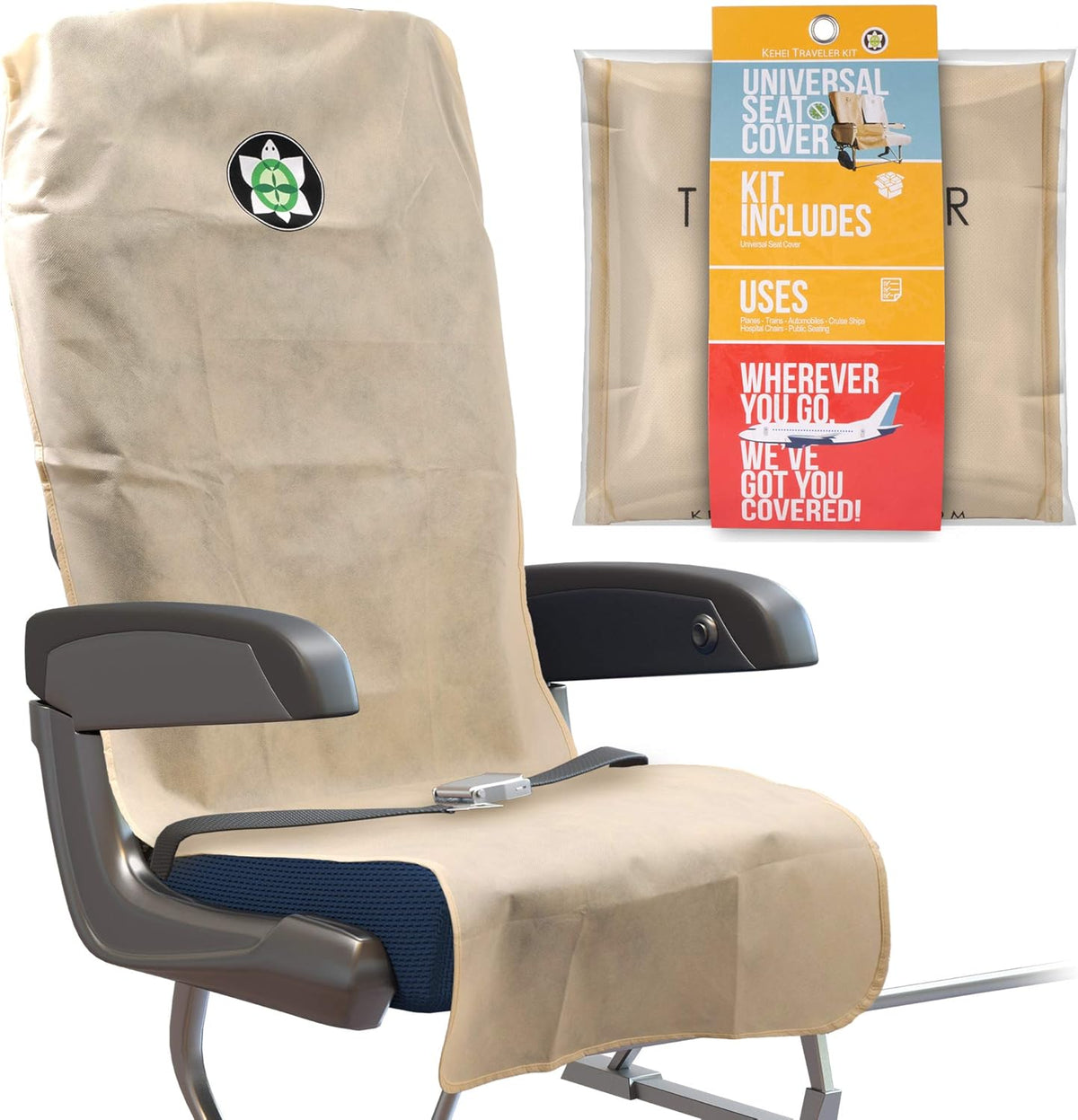 Khaki Universal Seat Cover and Storage Pouch L9808