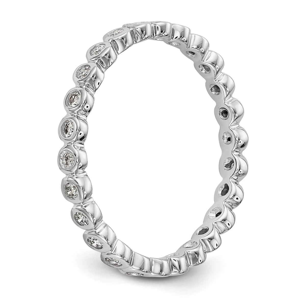 14k White Gold Bezel Set Diamond Eternity Wedding Band Ring Size 7.5 W722