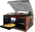 Bluetooth Record Player Turntable with AM/FM Radio, Cassette, CD Player, 2 Built in Speaker, SD Slot, USB, AUX I805