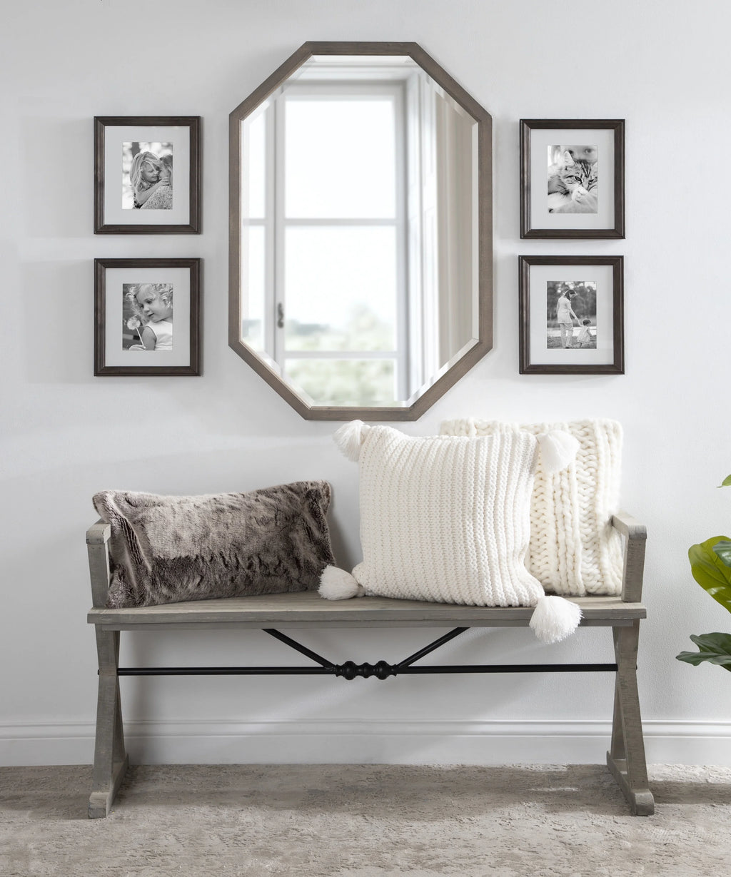 Octagon Wall Mirror, Gray 24x36 X714797