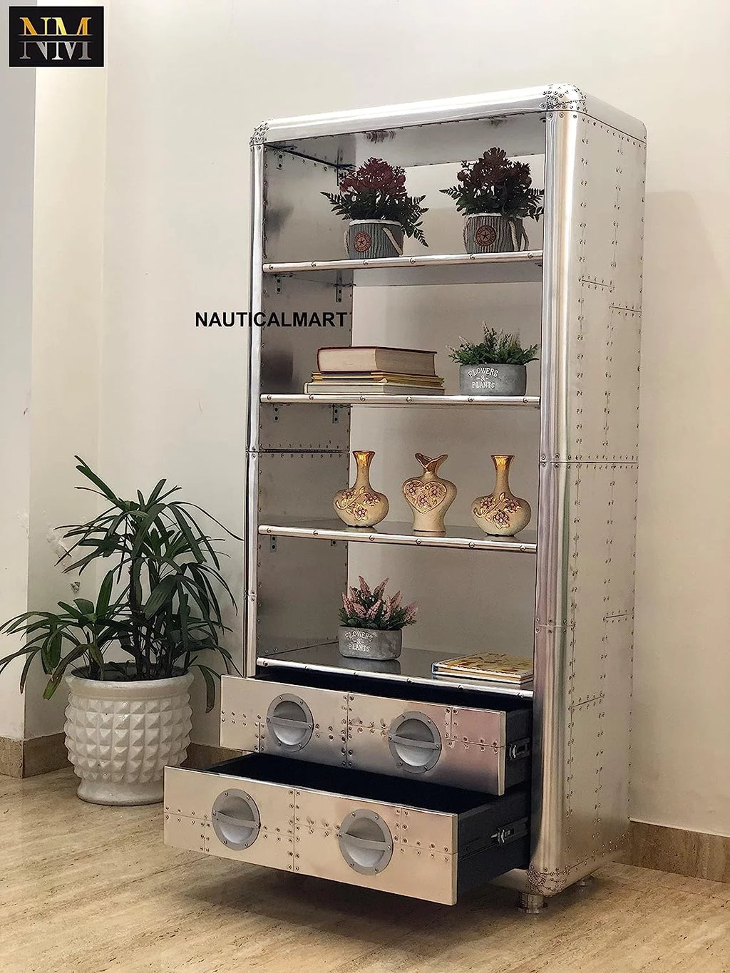 Aluminum Bookcase with Drawers X870805