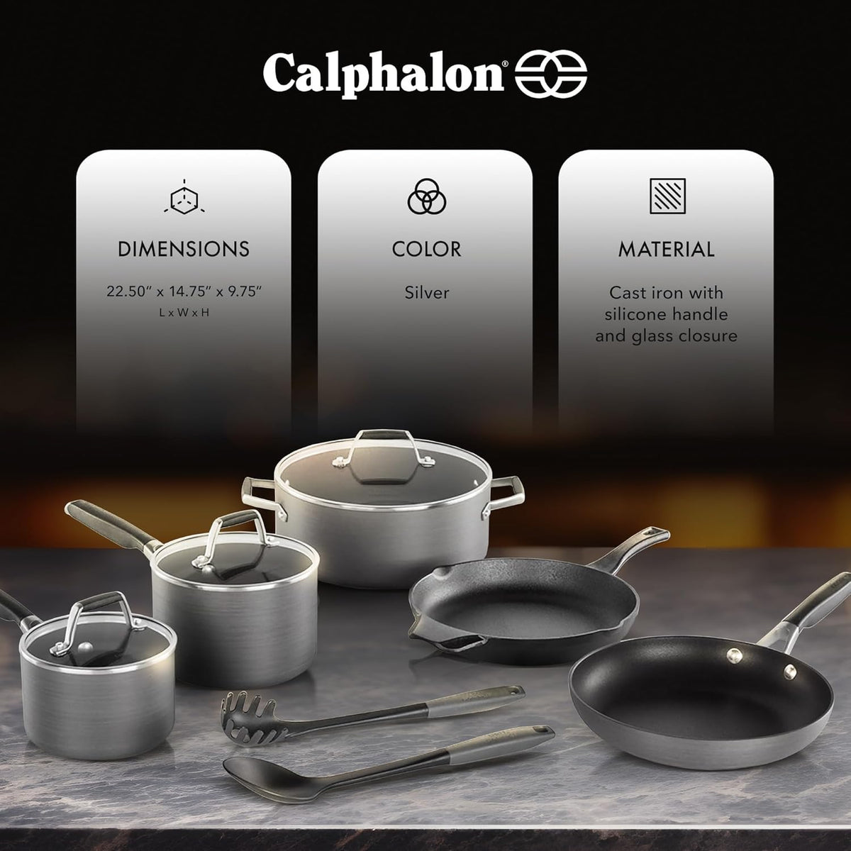 10 Piece Hard Anodized Nonstick Pots and Pans Cookware Set X504261