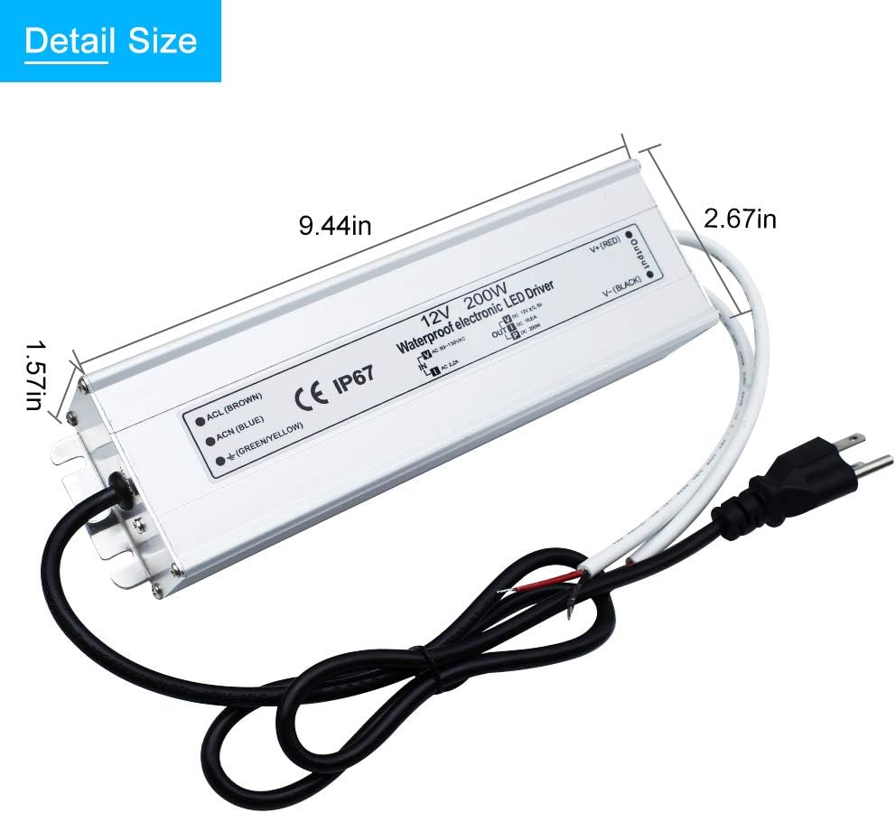 200W 110V AC to 12V DC LED Power Supply Driver P918291