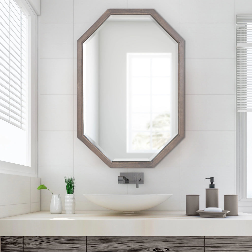 Octagon Wall Mirror, Gray 24x36 X714797