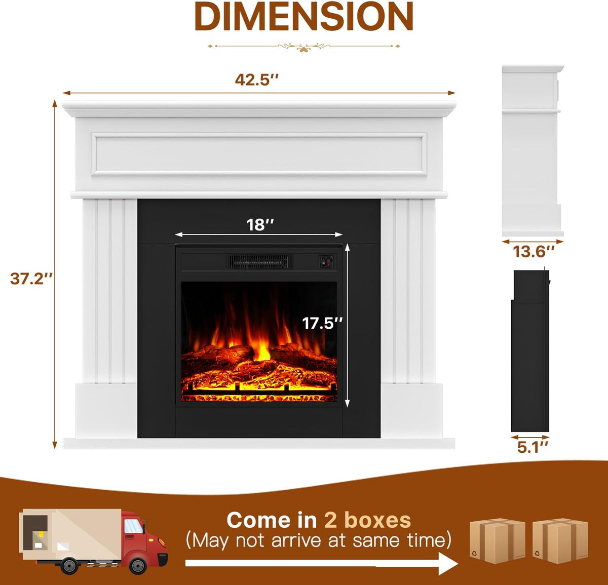 43" Electric Fireplace Mantel with Heater T6113