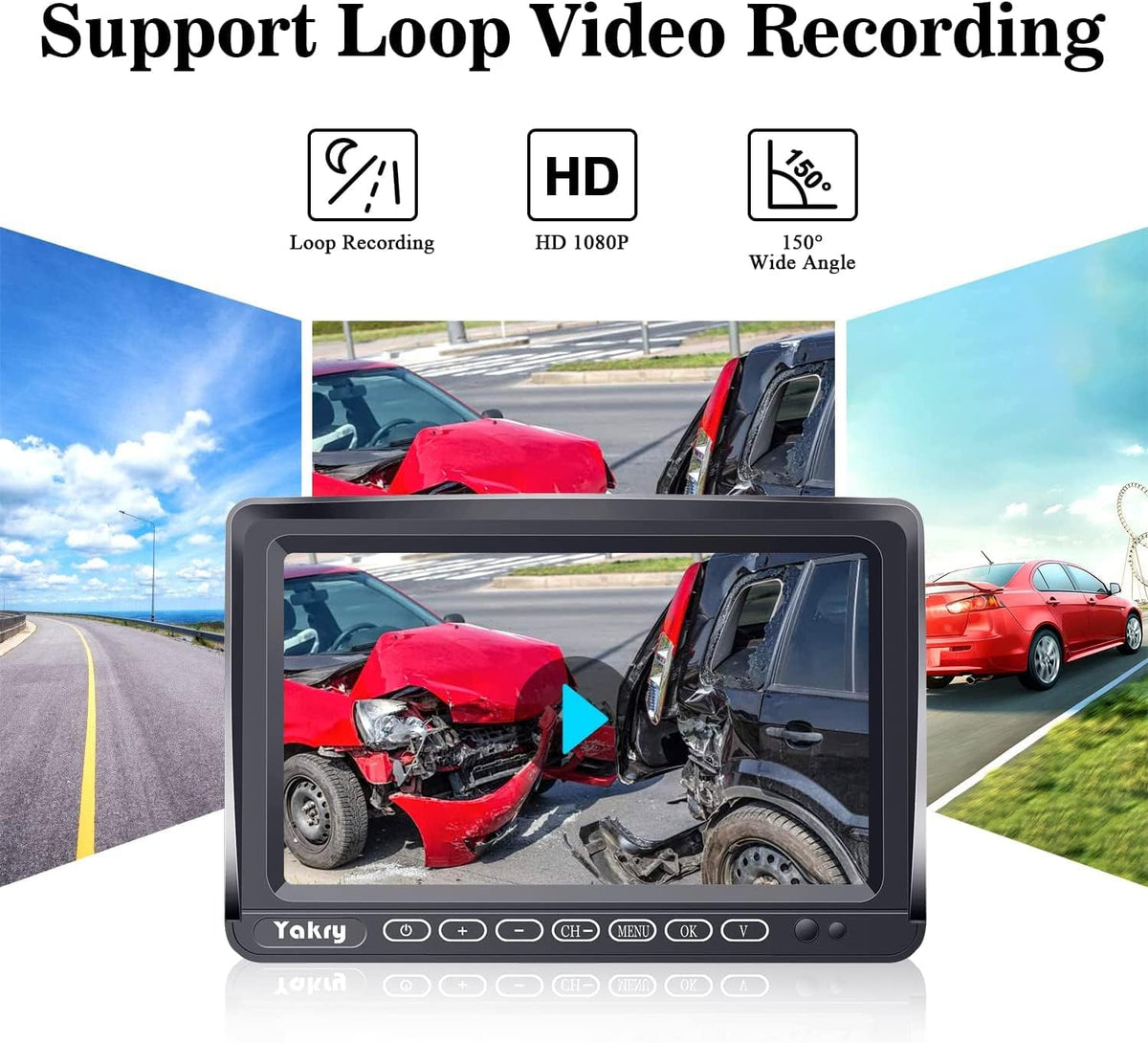 7 Inch Wireless HD 1080P Backup Camera with DVR Monitor T288982