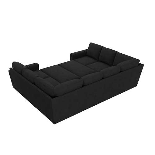 Beige Modular Sectional Sleeper Sofa Bed with Storage Ottoman K46077