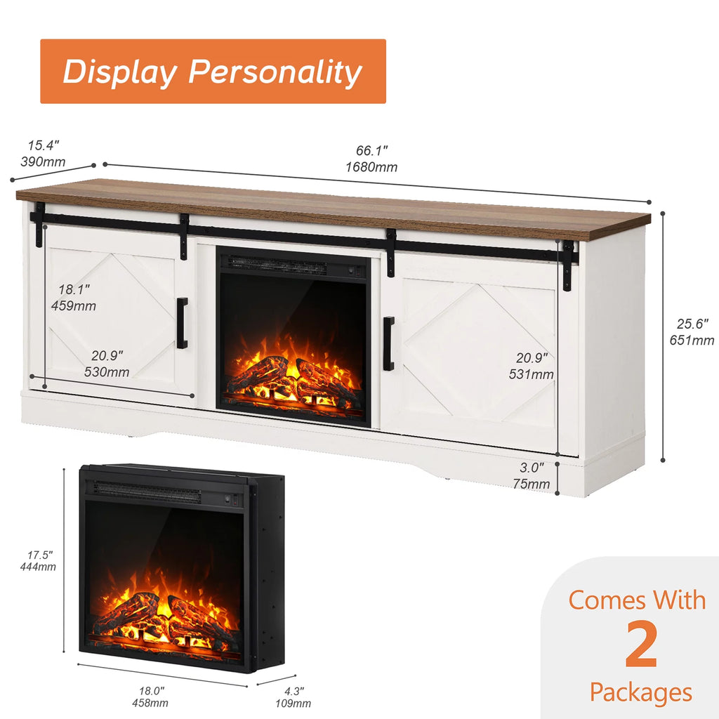 White Wood Fireplace TV Stand for TVs Up to 75 inch X391379