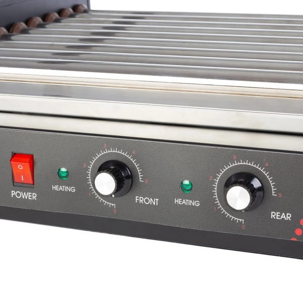 9-Roller Hot Dog Grill with Bun Warmer and Cover U1306