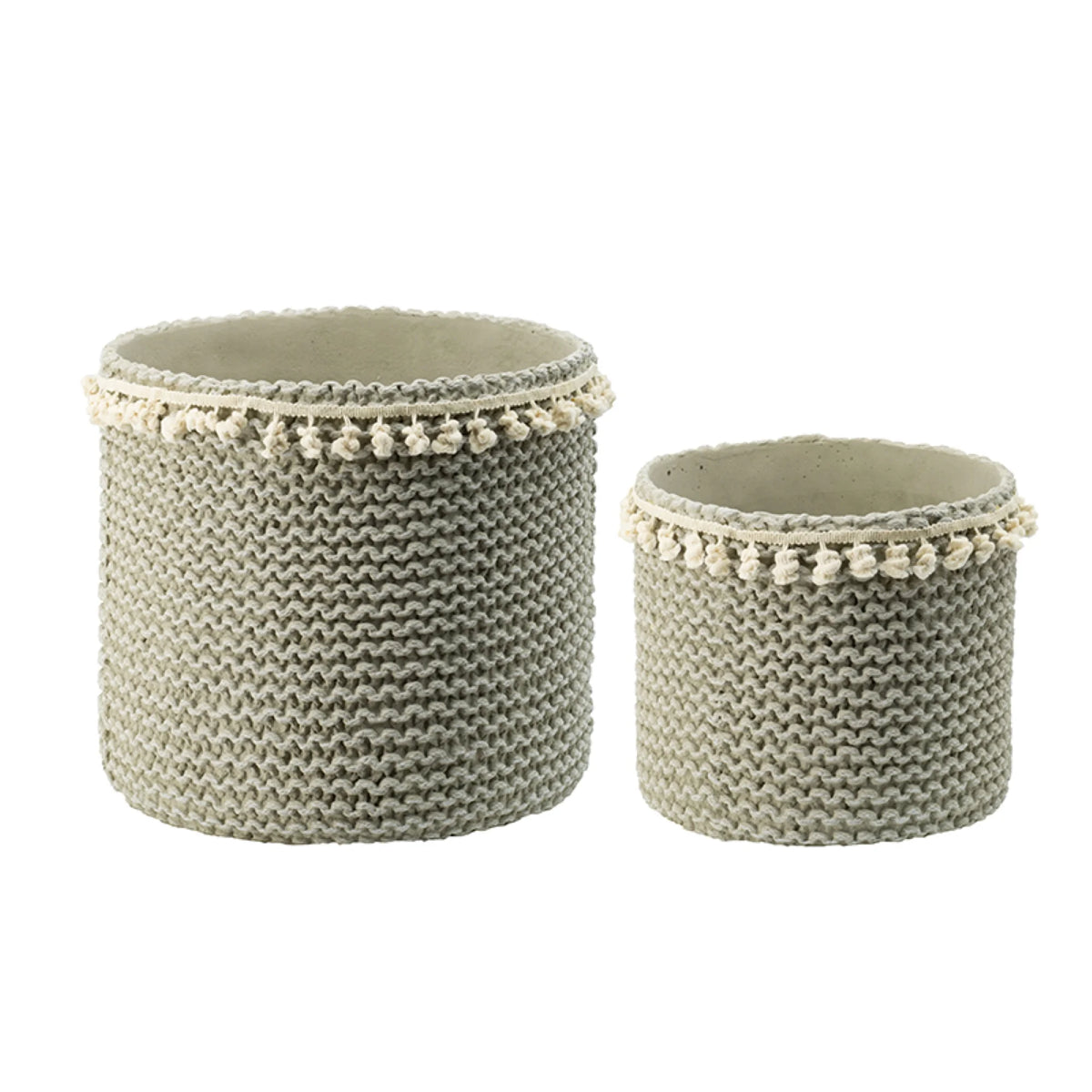 Large Round Basket Planters with Tassel - 13.75" - 2ct T943