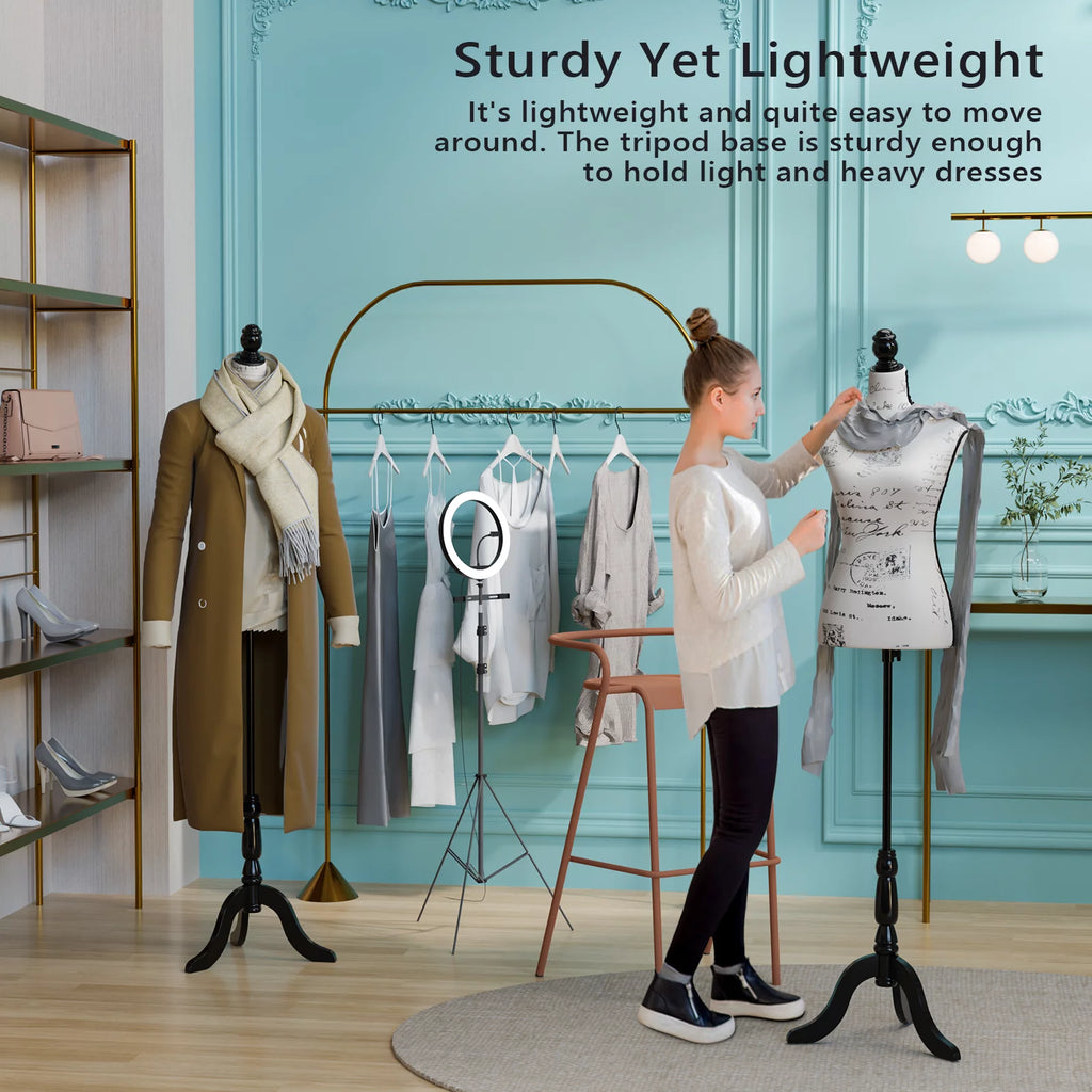 Pinnable Dress Form Mannequin Body Torso with Tripod Base Stand E240
