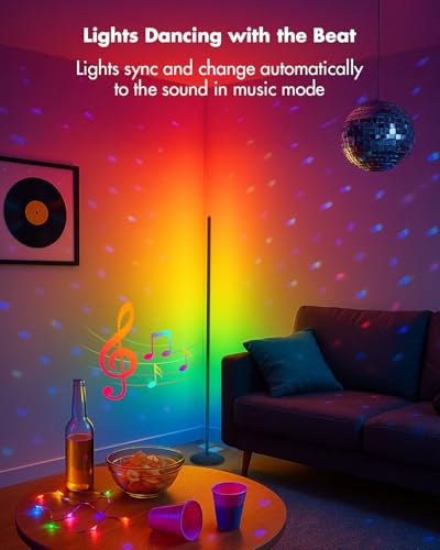 Corner Floor Lamp, Smart RGB LED Color Changing Standing Lamp V717