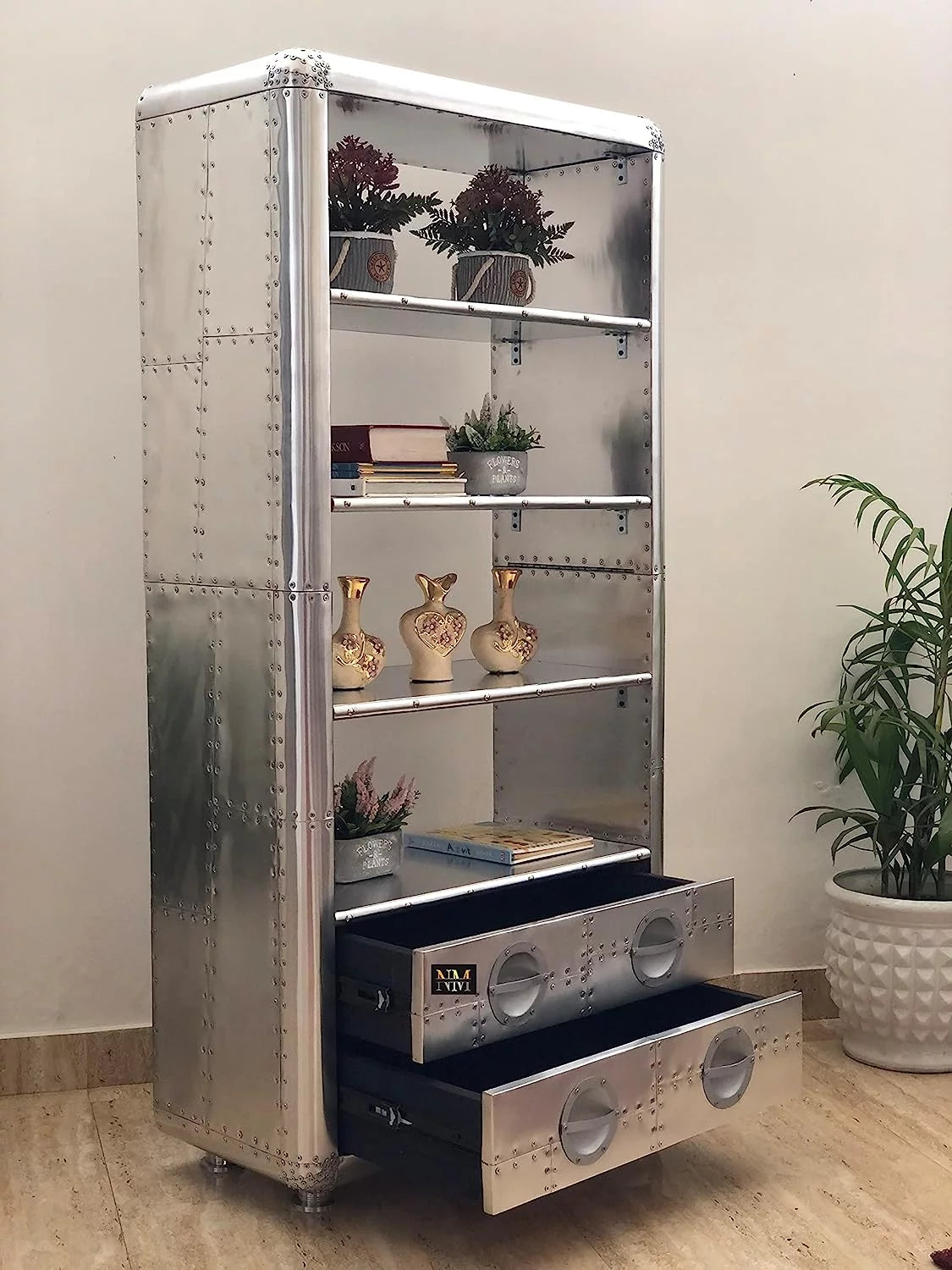 Aluminum Bookcase with Drawers X870805