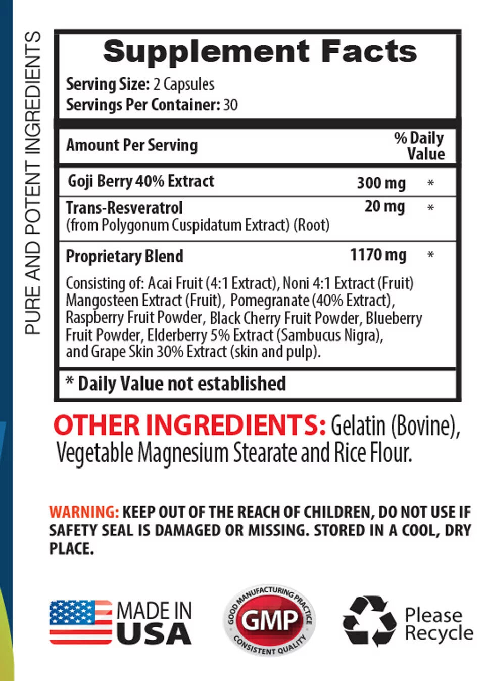 Goji Berry Extract 300mg Eye Health Vitamins J8310