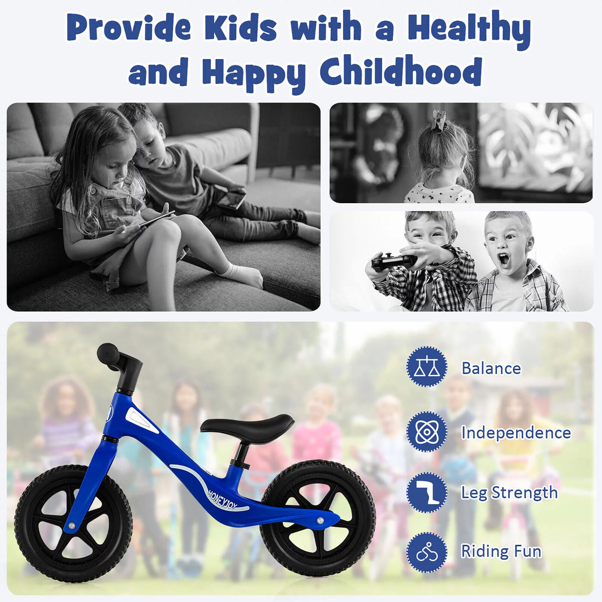 Kids Balance Bike with Rotatable Handlebar Red P81526