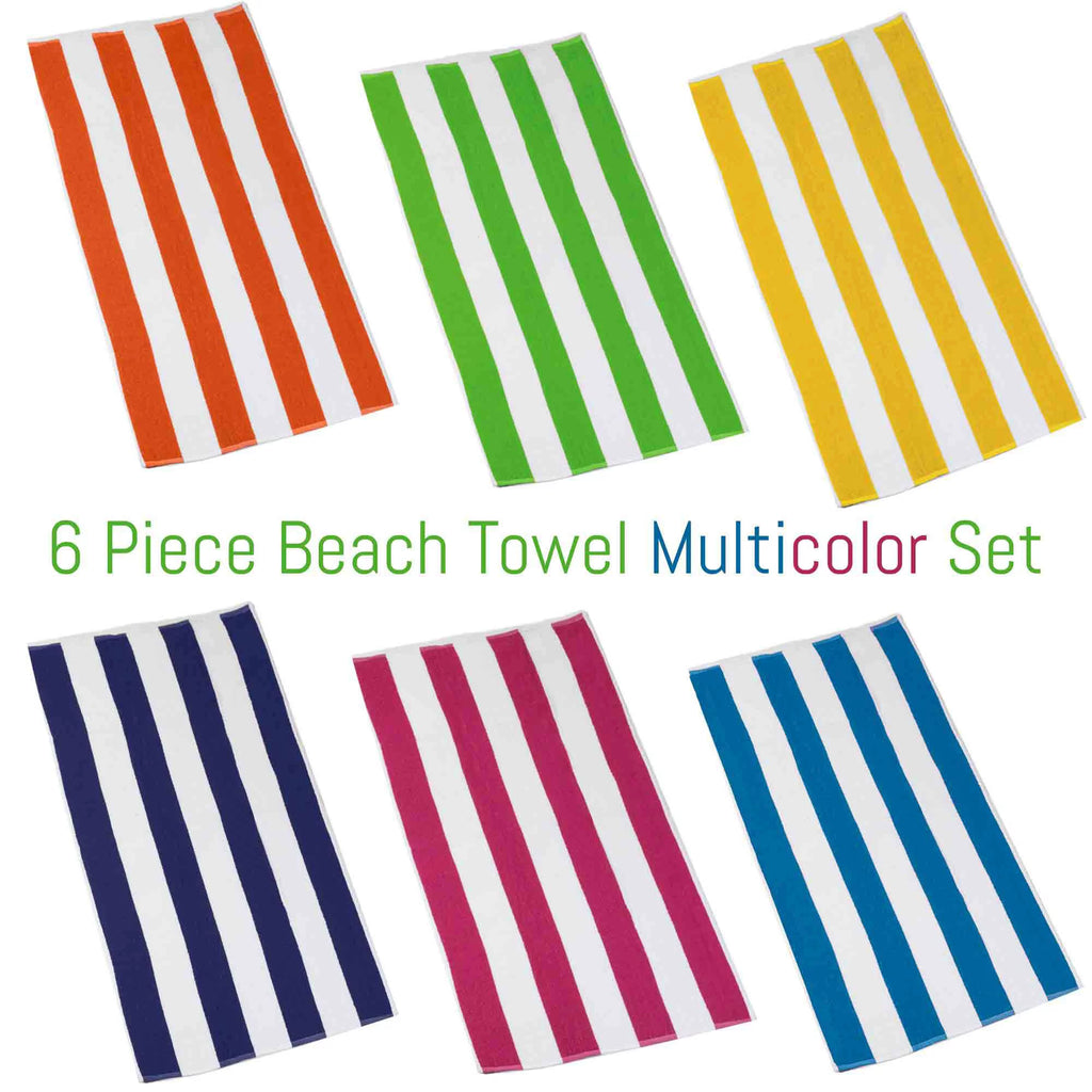 6 Piece 100% Cotton Beach Towel Set Z939