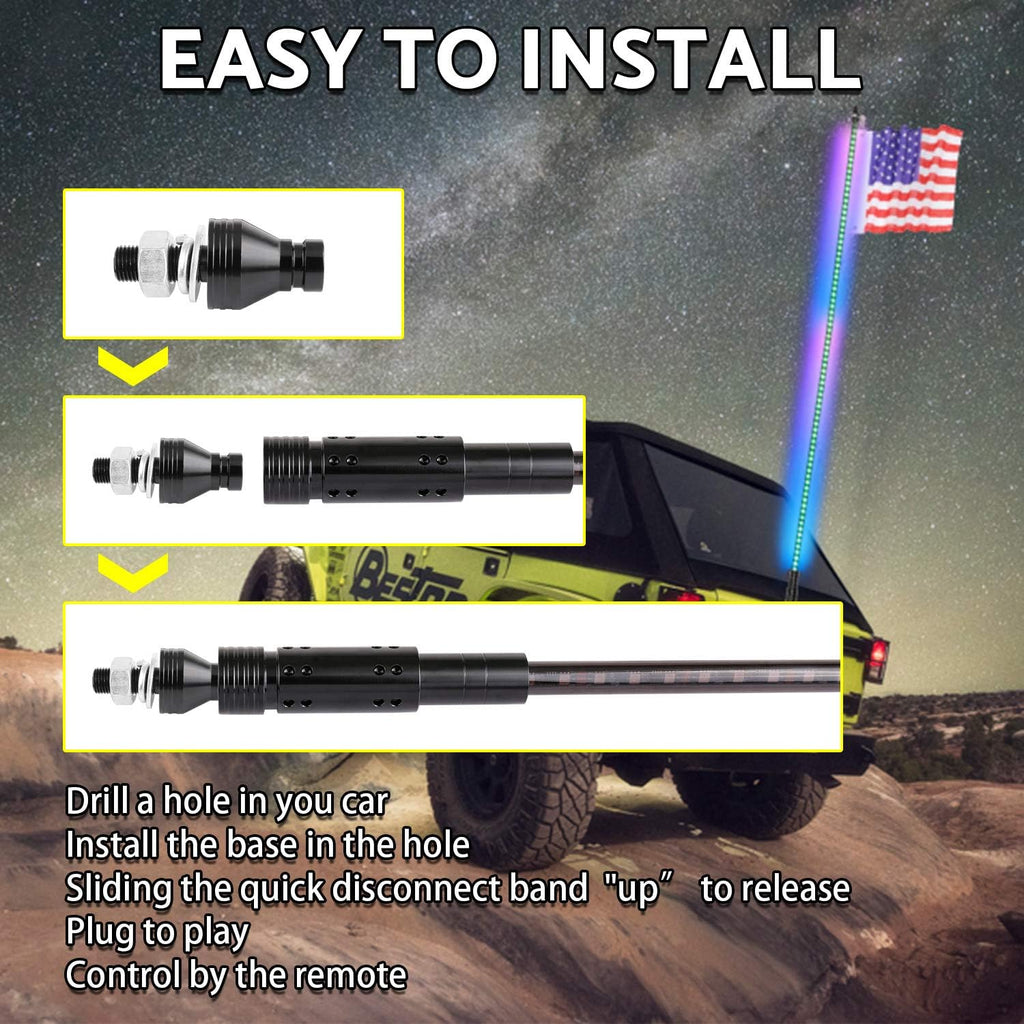 5ft RGB LED Whip Light with Flag Pole Remote Control V656831