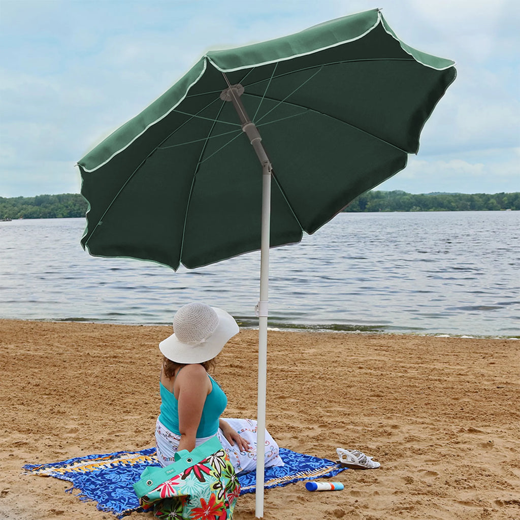 Sage Green Steel Beach Umbrella with Tilt Function G7393