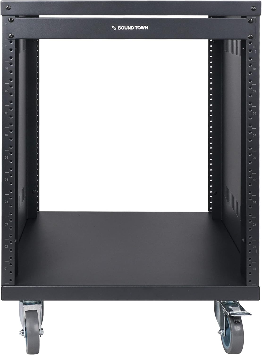 12U Universal Steel Rack with 3 Locking Casters and Vented Side Panels S238