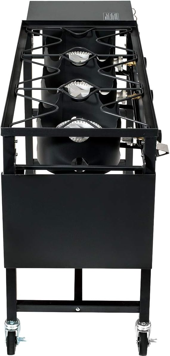 Portable Propane Triple-Burner Outdoor Camp Stove with Regulator D538622