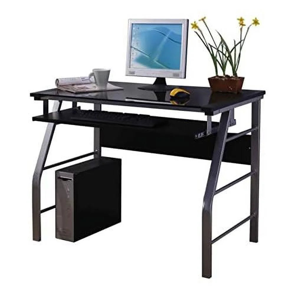 Glass and Metal Computer Workstation Desk C238