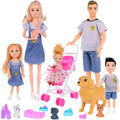 Dolls Family Playset with Baby Stroller Set K134478