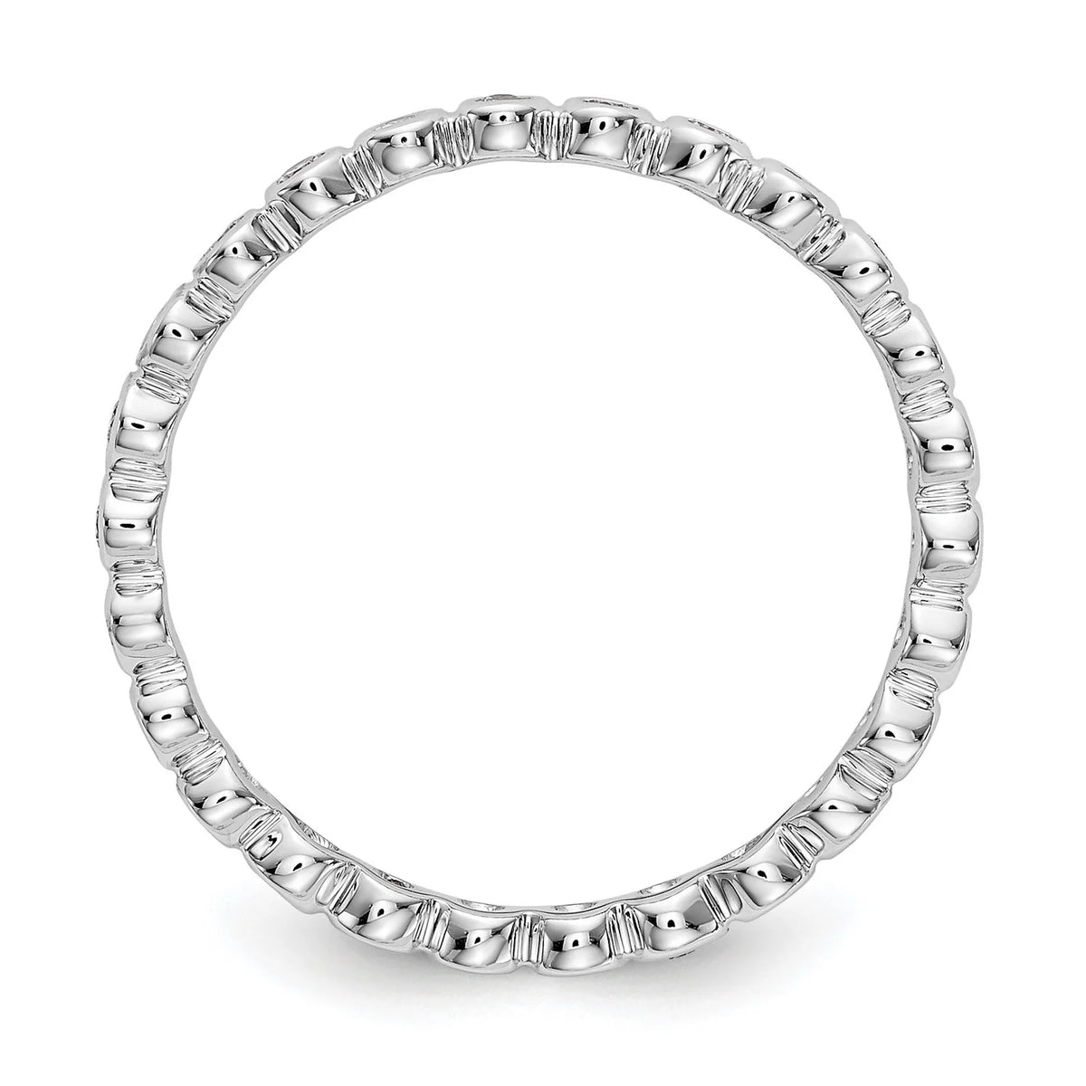 14k White Gold Bezel Set Diamond Eternity Wedding Band Ring Size 7.5 W722