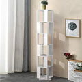 Blue 6 Tier Wooden Rotating Bookshelf Q3414
