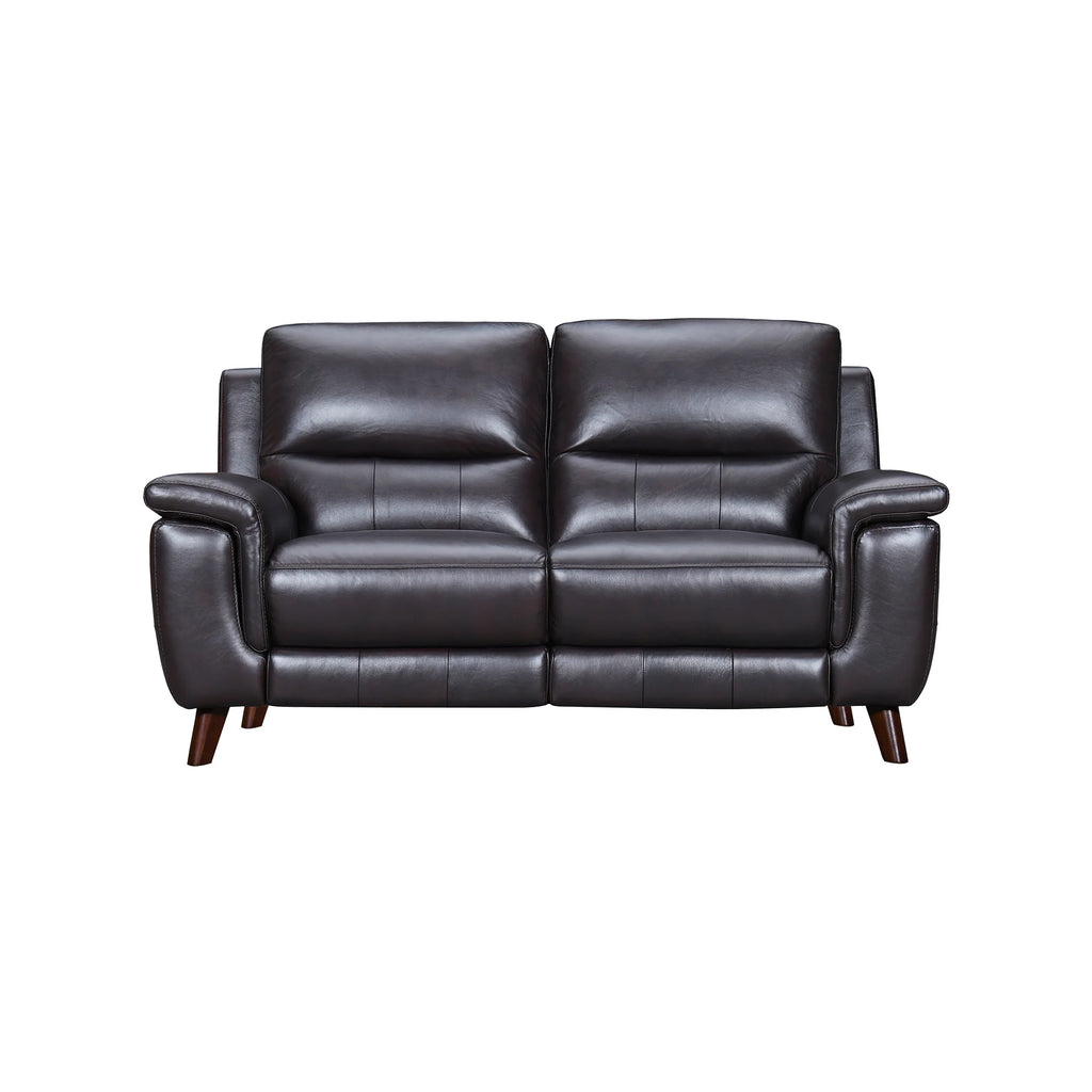 Brown Leather Power Recliner Loveseat with USB N51379