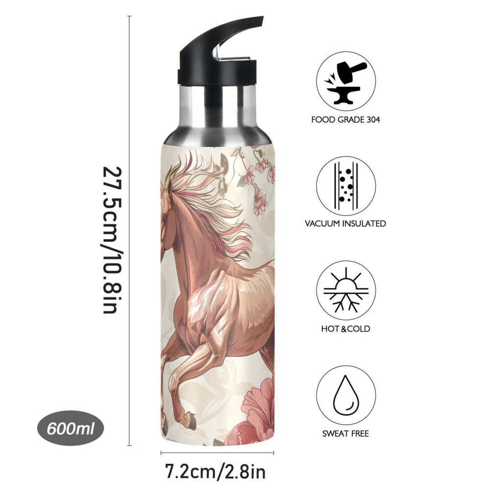 Insulated Thermos Stainless Steel Water Bottle with Straw Lid Flask, 20 oz A9064