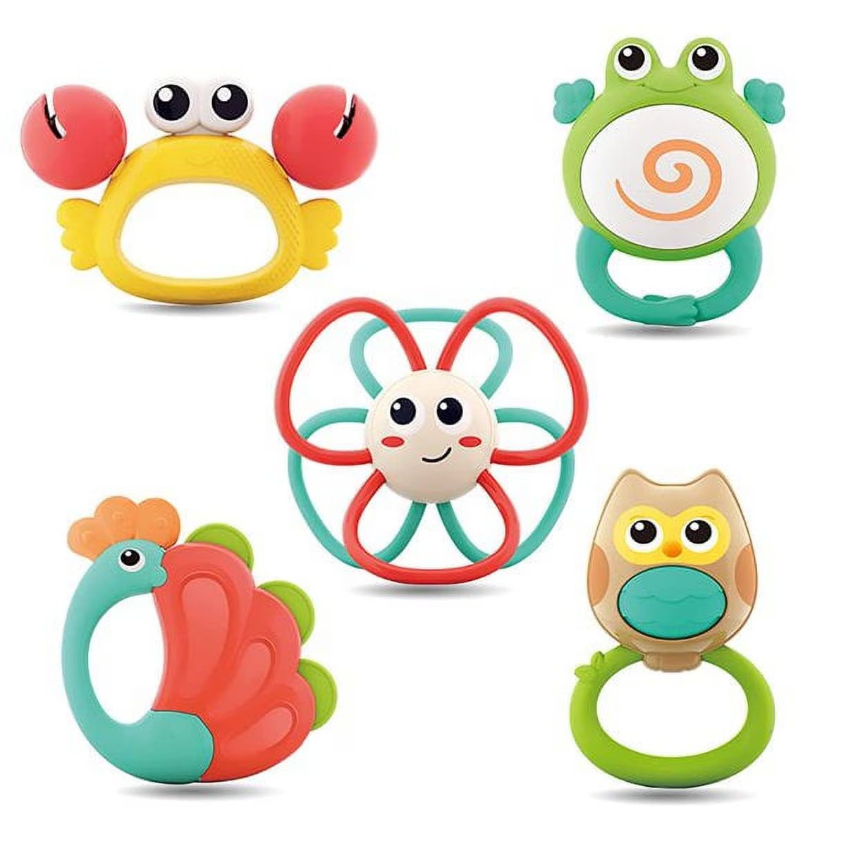 5 Pack Baby Rattle Teething Toys with Storage Case O2334