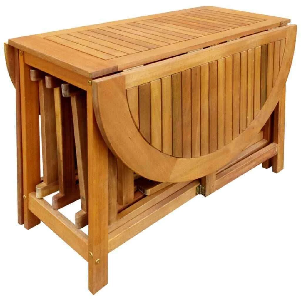 5 Piece Folding Outdoor Dining Set Solid Acacia Wood W579712