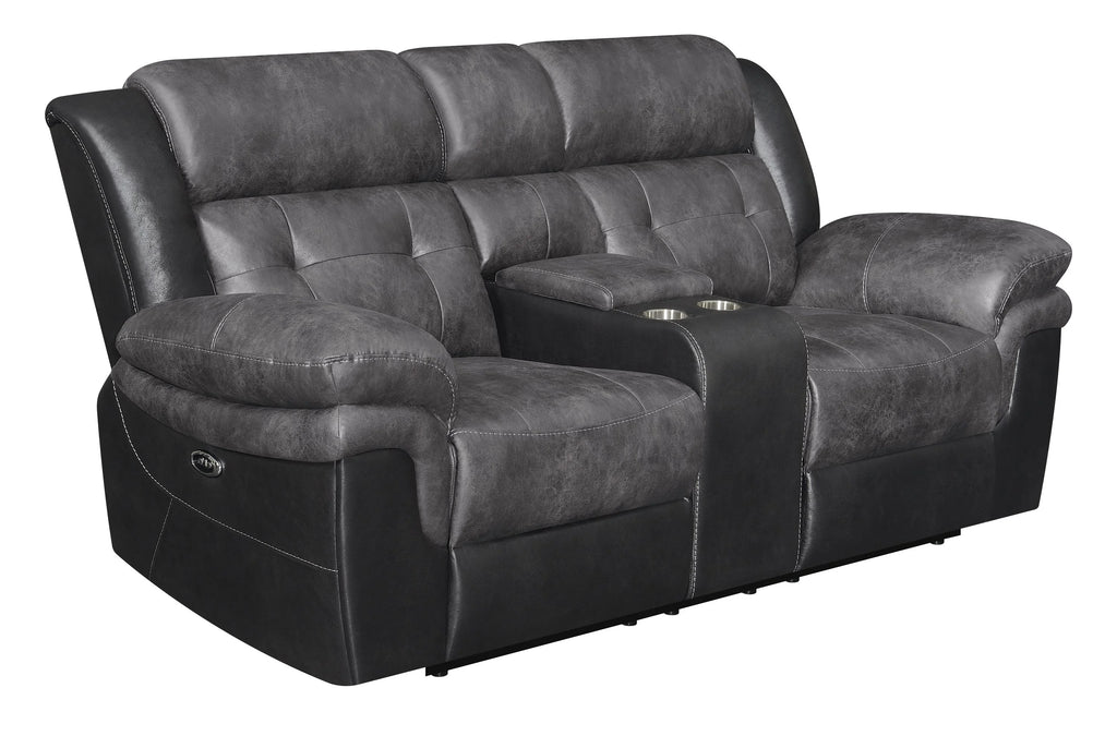 Charcoal and Black Tufted Cushion Motion Loveseat U68812
