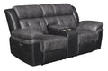 Charcoal and Black Tufted Cushion Motion Loveseat U68812