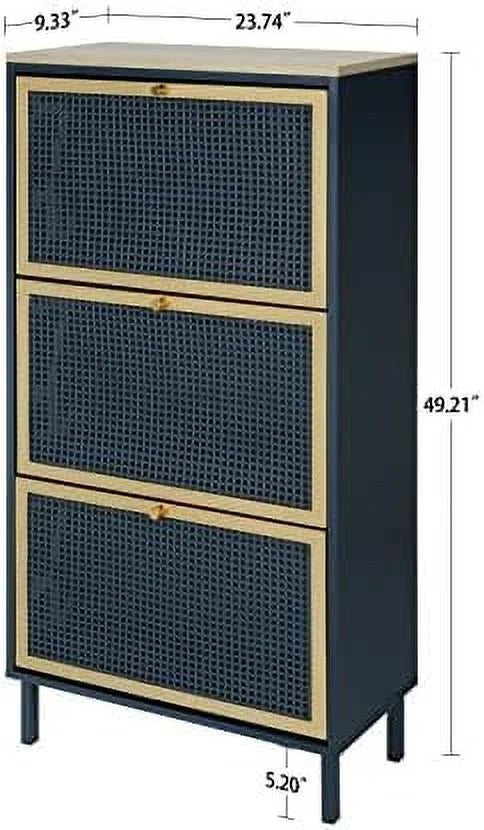Metal Shoe Cabinet with 3 Flip Drawers Q932520