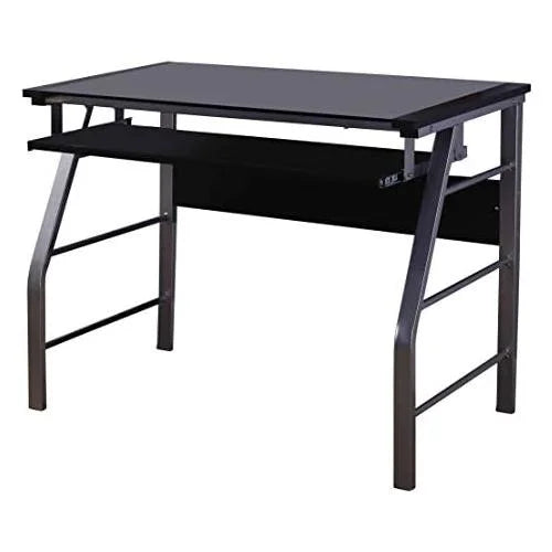 Glass and Metal Computer Workstation Desk C238