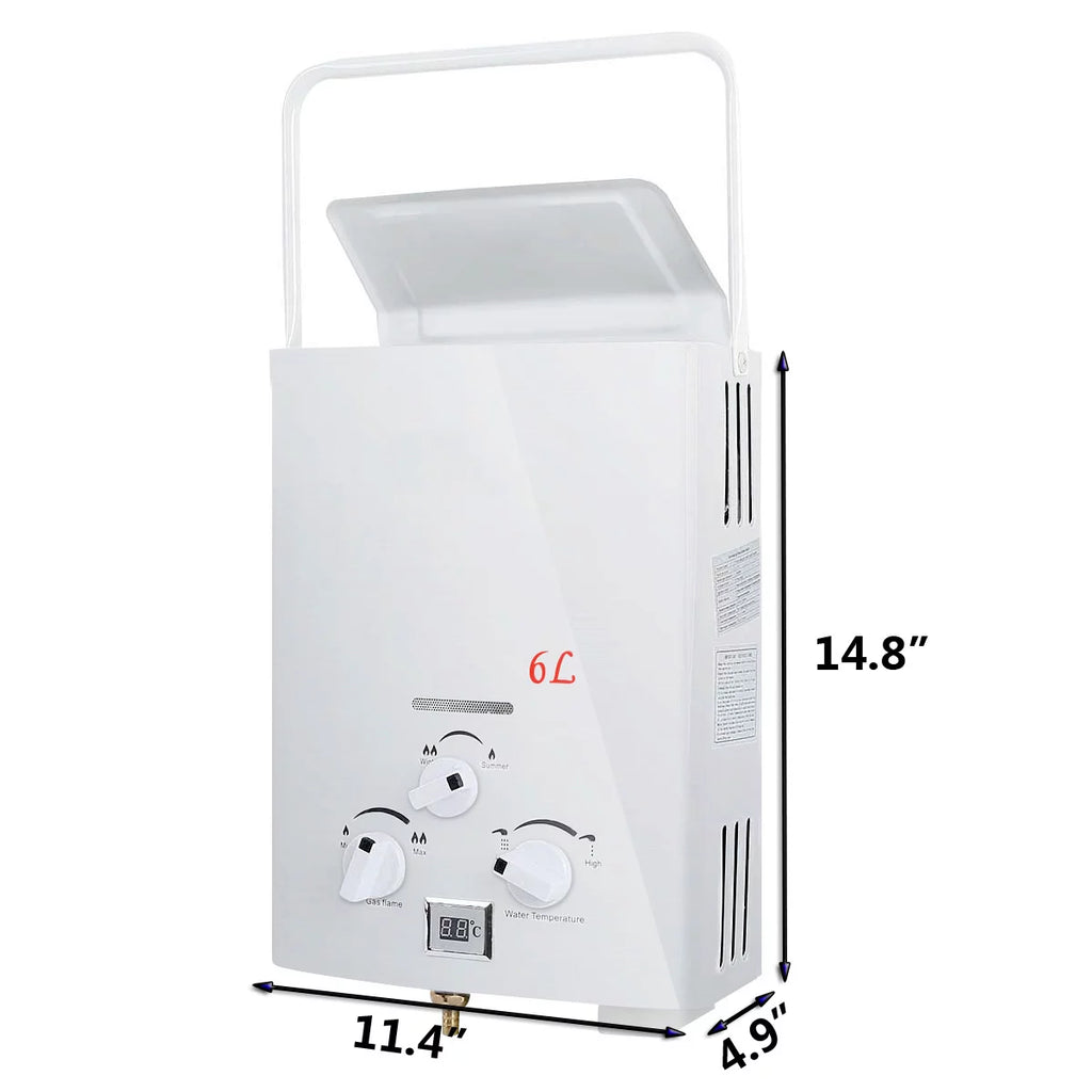 1.6 GPM 6L Portable Tankless LPG Water Heater J447